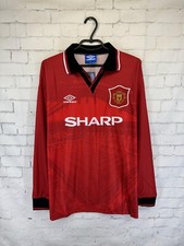 MANCHESTER UNITED 1994 1995 RETRO VINTAGE FOOTBALL SHIRT JERSEY L/S HOME SIZE L