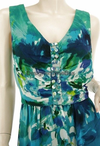 148 $ Donna Ricco New York Sea Breeze vielseitiges Designerkleid mit mehreren Knöpfen US 8 - Bild 2 von 3