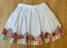 Girls Oilily White Pleated Flower Skirt Size 7 / 122 EUC