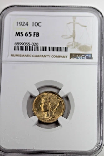 1924 Mercury Dime : NGC MS65FB