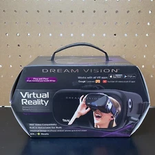Dream Vision VR Virtual Reality 360 Smartphone Headset Earbuds iOS Android Black