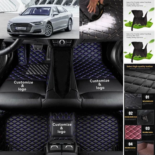 For Audi A8/A8L Car Floor Mats Custom All Weather Waterproof Anti-Slip Carpets - Picture 9 of 32