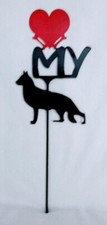 German Shepherd Love heart Yard Sign Metal Silhouette Made in the USA