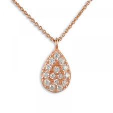 Pendentif 925 Argent Rosée Plaqué Or Avec 14 Zirkonium Environ 38 + 5 CM Collier