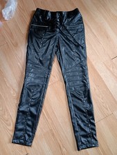 BIKERS Black Faux Leather Pants, Size M