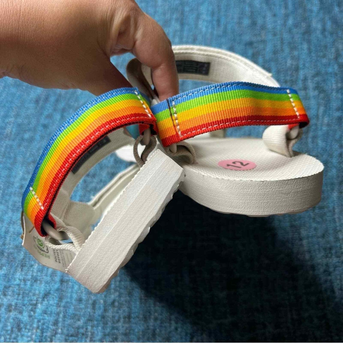 Teva Limited Edition Polaroid Sandals in Light Beige Rainbow  display picture 1