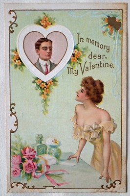 VALENTINSTAG POSTKARTE / IN GEDENKEN LIEBE MEIN VALENTIN / H WESSLER US 1910