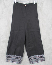 Vintage Georgiou Pants Womens Small Linen Embroidered Lagenlook Wide Leg Boho