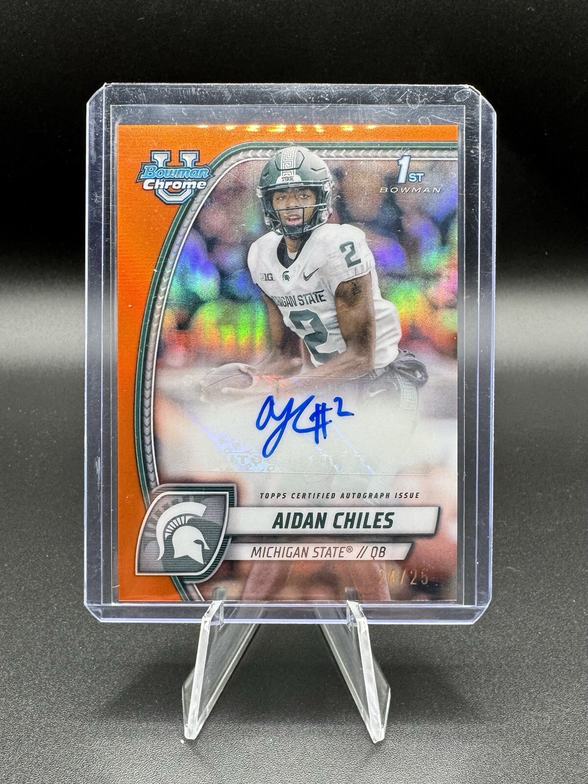 2024 Bowman University Chrome Aidan Chiles Orange Refractor Auto 24/25 #PA-ACH