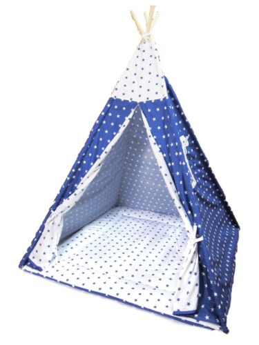 Tipi 160cm Cotton Canvas Kids Tent Play House Teepee Indoor/Out Wigwam/ UK Stock - Picture 1 of 13