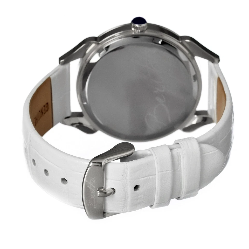 NUEVO Reloj Bertha BR2101 Mujer Colección Arco Negro Madre Perla Correa Blanca SS Foto 3 de 3