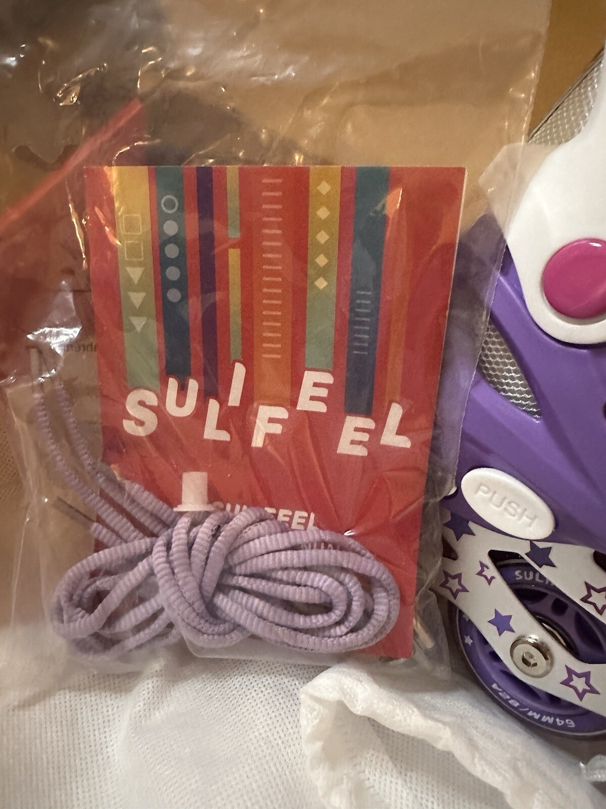 SULIFEEL Rainbow Stars Inline Skates Purple Small Size 28-31 (13.5-2 US)NEW OPEN