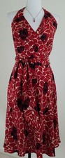 Ann Taylor~Woman Sz 2~Burgundy/Black Floral Fully Lined Backless Dress 100% Silk
