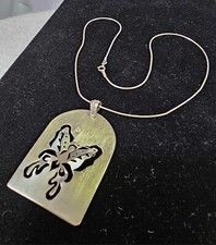 Sterling Large Pendant Butterfly w/ Chain Necklace 17 1/2in" -Tested - B40
