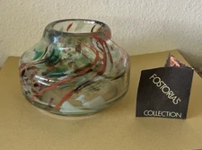 Fostoria 1977 hand blown glass art piece abstract vase signed and dated 3 x 5 in