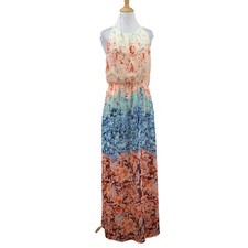 H&M Floral Maxi Dress Womens 6 Attached Slip Sleeveless Halter Back Zip Flowy