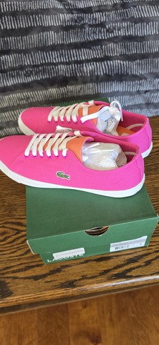 Lacoste Marcel Canvas/ Textile Pink/ Burnt Orand Womens Size 5. NWB - Picture 4 of 8