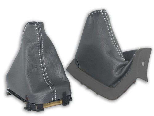 Soufflet Levier De Vitesse Cuir Gris Brodé Pour Volvo C30 2004-2012 – Neuf Avec Garantie