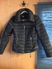 ZARA Diesel Blue Puffer Puffa Jacket Coat with Gold Zips - XSmall