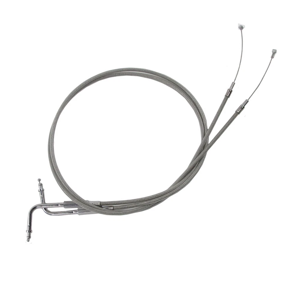 Cables de acelerador y ralentí cromados 130 cm 51,0" para Harley Softail Breakout FXFB/S Foto 2 de 4