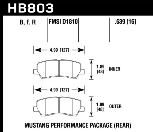 Hawk Performance HB803B.639 HPS 5.0 Disc Brake Pad Fits 15-18 Mustang - Picture 1 of 2
