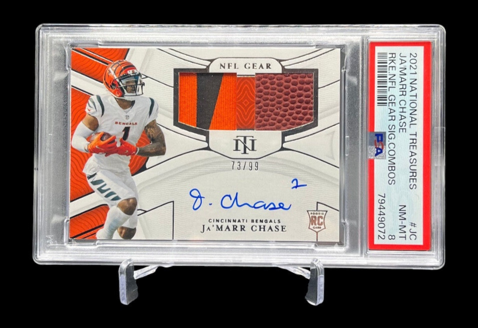 2021 Panini National Treasures NFL Gear Ja'Marr Chase RPA /99 PSA 8 RSC-JC