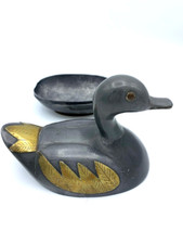 Vintage Pewter Figural Duck Covered Trinket Box — listing 2