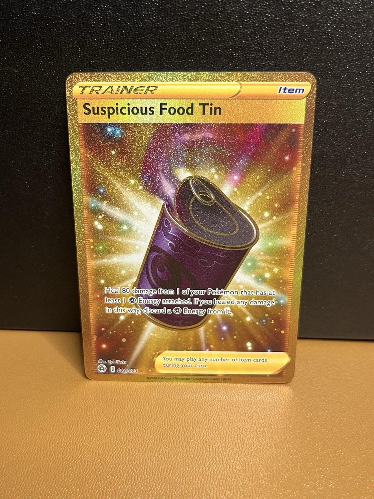 Suspicious Food Tin 80/73 Gold Secret Rare Champions Path Pokemon Card Mint