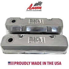 Ford 351 Cleveland Polished Valve Covers - Mach 1 Engraved Logo - Ansen USA