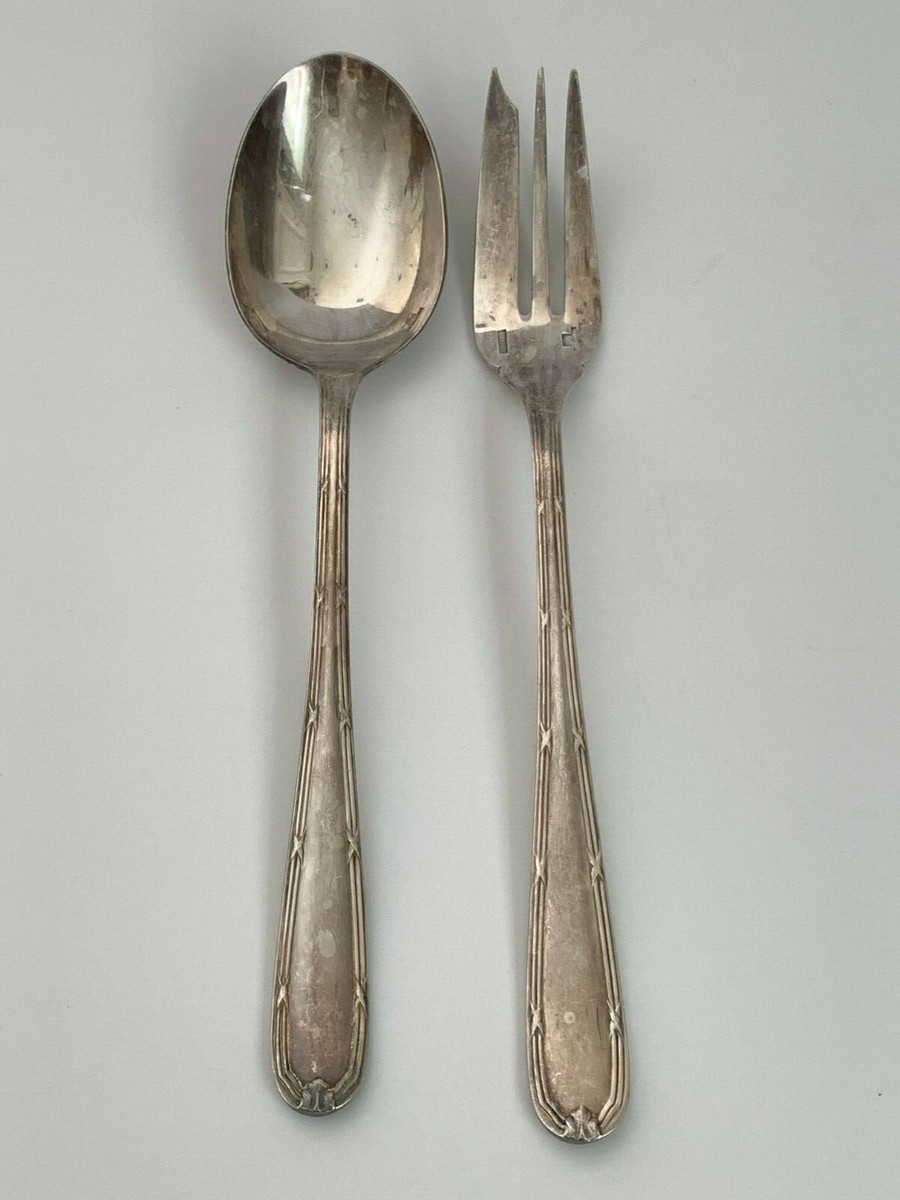 【希少】純銀 CHRISTOFLE フォーク Christofle Vintage Silver Plated Serving Fork and Spoon Made in