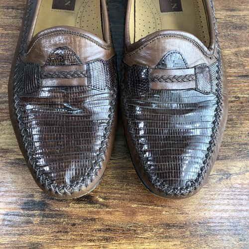 Mezlan Genuine Lizard Skin Loafer Dress Shoes Brown Men Size 8.5 M - Picture 2 of 10