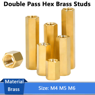 M4 M5 M6 Brass Hex Connection Nut Hexagon Connecting Rod Bar Stud Long Nuts