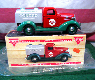 1995 Die Cast 1937 Chevy Conoco Oil Tanker Bank by Liberty Classic NIB With Key!