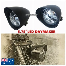 Black Tri Bar 5.75" LED indicator Headlight Harley chopper bobber custom dyna XL