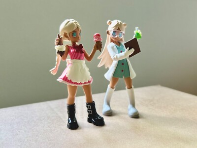 pop mart, peach riot, rush hour - ice cream parlor and scientist, poppy characte