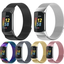 For Fitbit Charge 5 Milanese Loop Band Metal Stainless Steel Magnet Strap