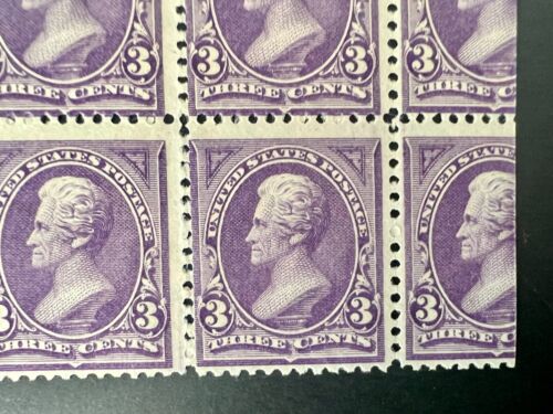 1894 US #253 – Top Corner BLOCK of (6) W/ Selvage, 3c Jackson – M, OG, H (4 MNH) - Picture 3 of 19