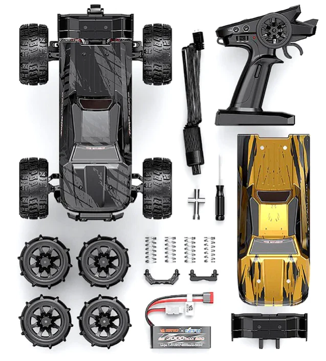 V3 2S LiPo MJX Hyper GO 14210 RC Car Offroad brushless 4WD 1:14 RTR schwarz/gold - Bild 3 von 4
