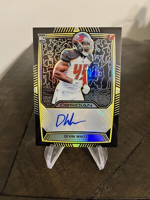 2019 PANINI OBSIDIAN DEVIN WHITE ROOKIE, #RA-DWH, AUTO, ELECT ETCH YELLOW #24/25