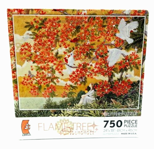 Ceaco 750 Piece  Puzzle Sato Flame Tree Shimmer Glitter  27x18 inches - Picture 1 of 7