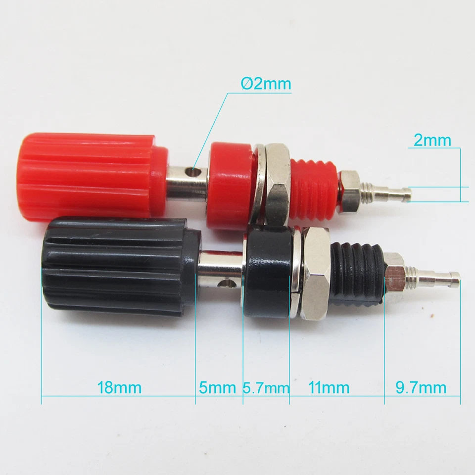 50pcs Brass 4mm Long Binding Post For 4mm Banana Plug Test Connectors R+B - Image 2 of 4