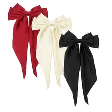 Oversized Satin Hair Barrettes - 3 Pcs Ribbon Bowknot Clips for Women