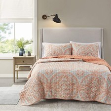 Comfort Spaces Reversible Quilt Set-Vermicelli Stitching Design All Season, Ligh