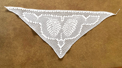 Antique White Cotton Filet Crochet lg Piece- ''Leaves ''