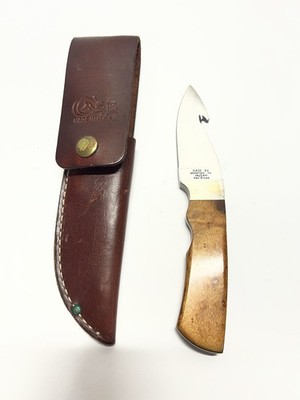 Case XX 786 3.5 SS hunting knife with wooden handle and leather