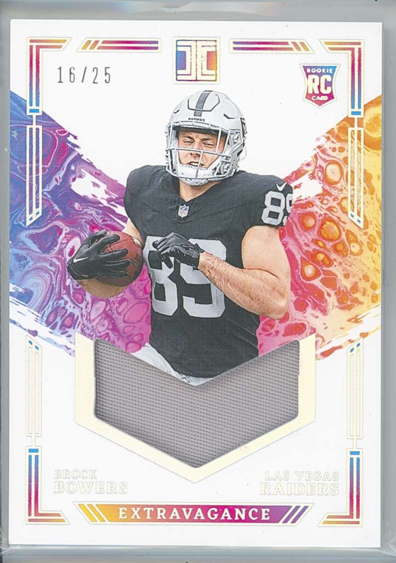 Brock Bowers 2024 Panini Impeccable #EP-BBS Extravagance Patches Silver #/25