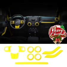 For Jeep Wrangler JK JKU 2door 2011-18 Interior Dashboard Cover Trim 10pc Yellow