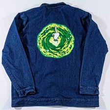 Rick And Morty Watch Me Go Denim Jacket 2XL Embroidered 2018 Adult Swim Rare