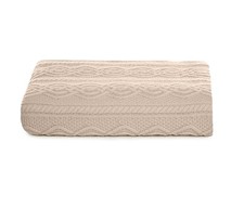 SAOL Irish Merino Wool Throw Blanket Aran Cable Knitted King Size 92 x 78"