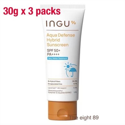 x3 pc.INGU Aqua Defense Hybrid Sunscreen SPF 50+ PA++++ Very Water Resistant 30g